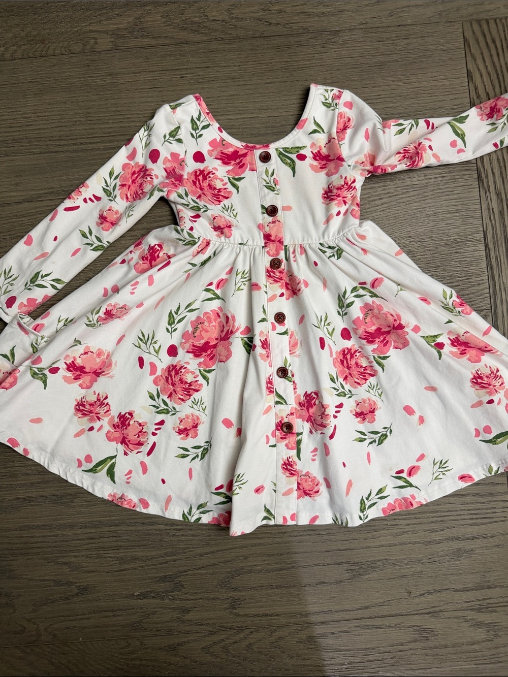 SweetHoney 5Y White Dress with Pink Floral Print